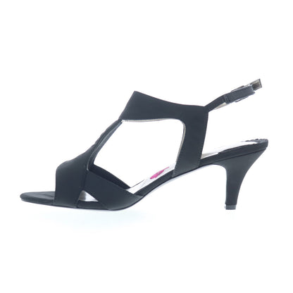 Ros Hommerson Lucky 75062-97 Womens Black Wide Canvas Strap Heels Shoes