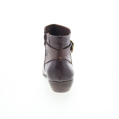 Drew Rh Ellis 75157-6Q Womens Brown Wide Leather Zipper Casual Dress Boots