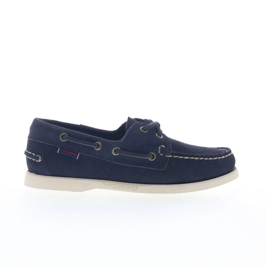 Sebago Portland Flesh Out Womens Blue Suede Loafers & Slip Ons Boat Shoes