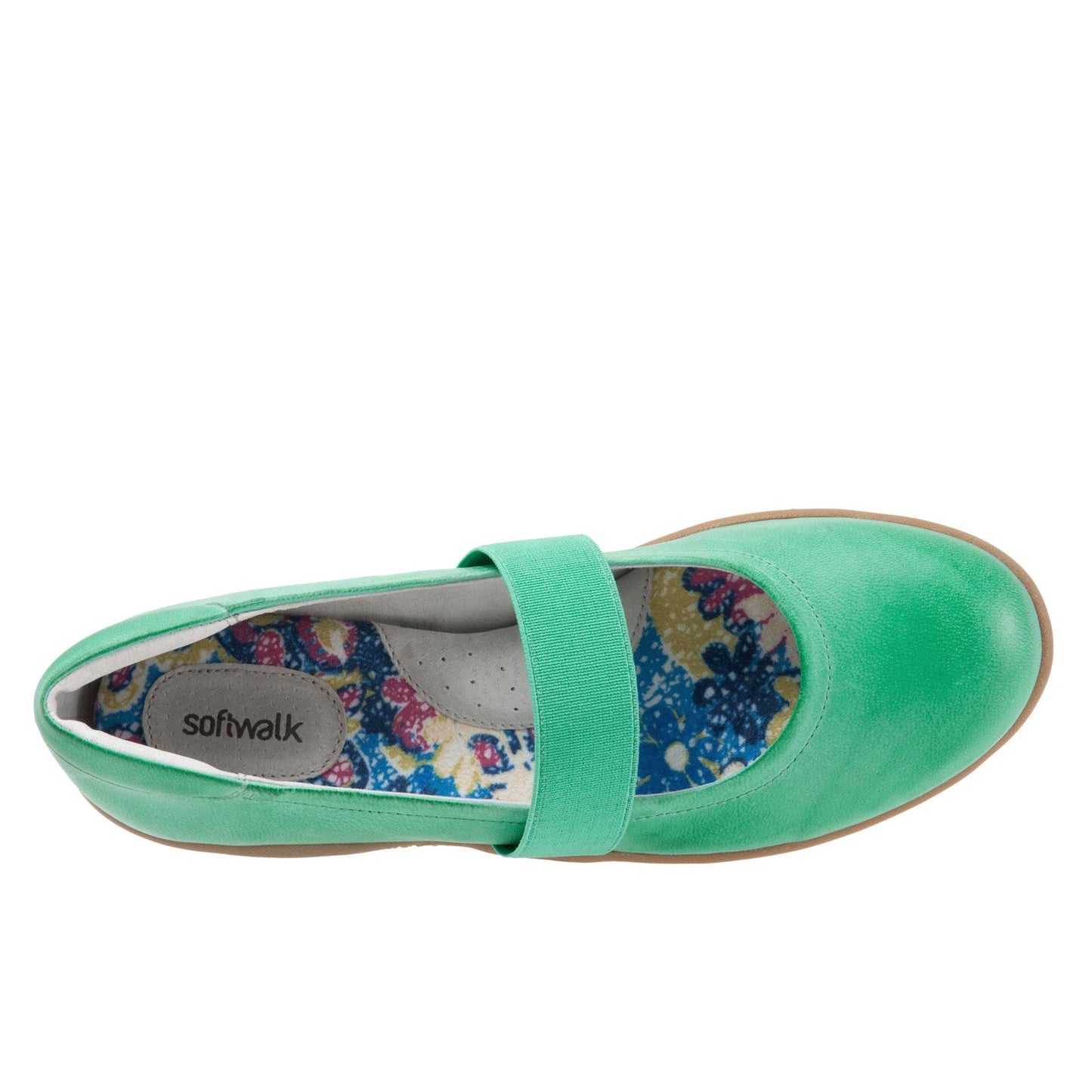 Softwalk High Point Womens Green Extra Narrow Mary Jane Flats Shoes