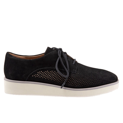 Softwalk Willis S1811-004 Womens Black Narrow Leather Oxford Flats Shoes