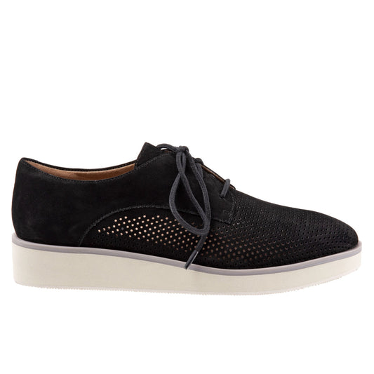 Softwalk Willis S1811-004 Womens Black Narrow Leather Oxford Flats Shoes