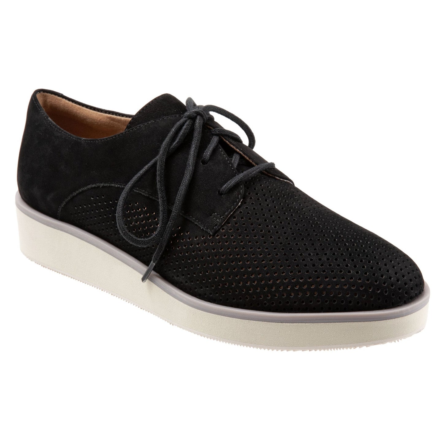 Softwalk Willis S1811-004 Womens Black Narrow Leather Oxford Flats Shoes