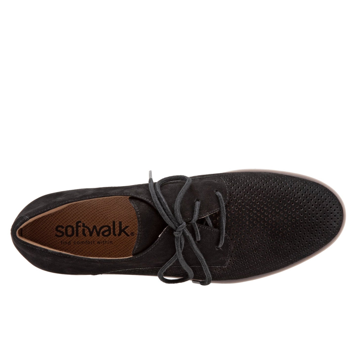 Softwalk Willis S1811-004 Womens Black Narrow Leather Oxford Flats Shoes