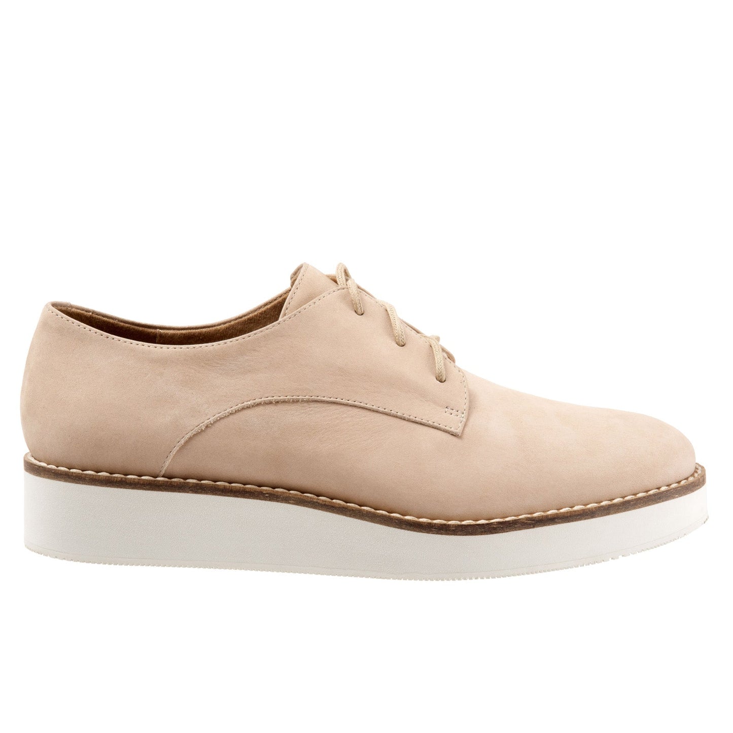 Softwalk Willis S1811-234 Womens Beige Leather Lace Up Oxford Flats Shoes