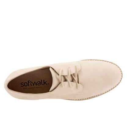 Softwalk Willis S1811-234 Womens Beige Leather Lace Up Oxford Flats Shoes