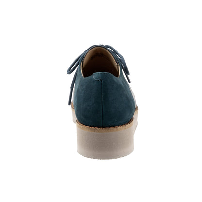 Softwalk Willis S1811-465 Womens Blue Leather Lace Up Oxford Flats Shoes