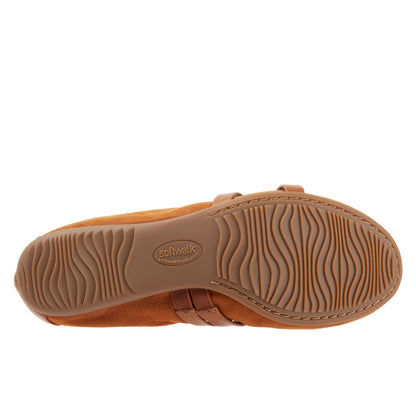 Softwalk Sierra S1962-242 Womens Brown Leather Mary Jane Flats Shoes