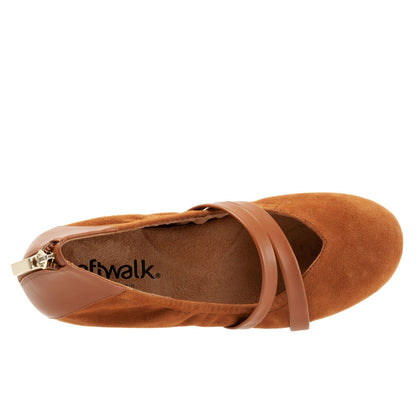 Softwalk Sierra S1962-242 Womens Brown Leather Mary Jane Flats Shoes