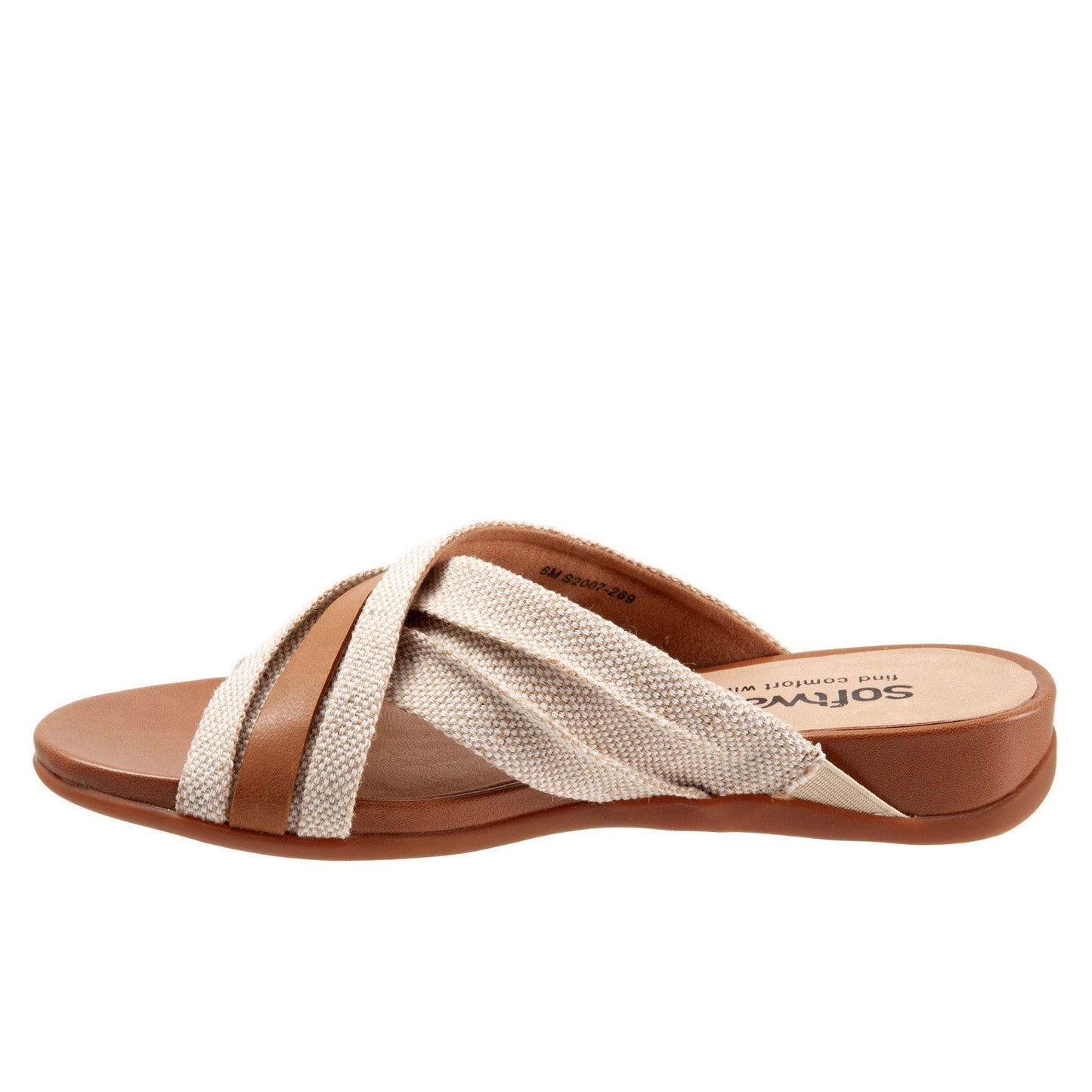 Softwalk Taza S2007-269 Womens Brown Leather Slip On Slides Sandals Shoes