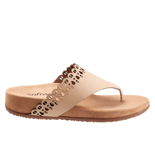 Softwalk Bethany S2203-131 Womens Brown Narrow Leather Thong Sandals Shoes