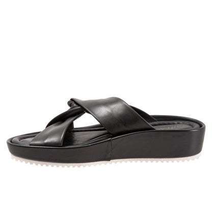 Softwalk Emmie S2221-001 Womens Black Wide Leather Strap Sandals Shoes