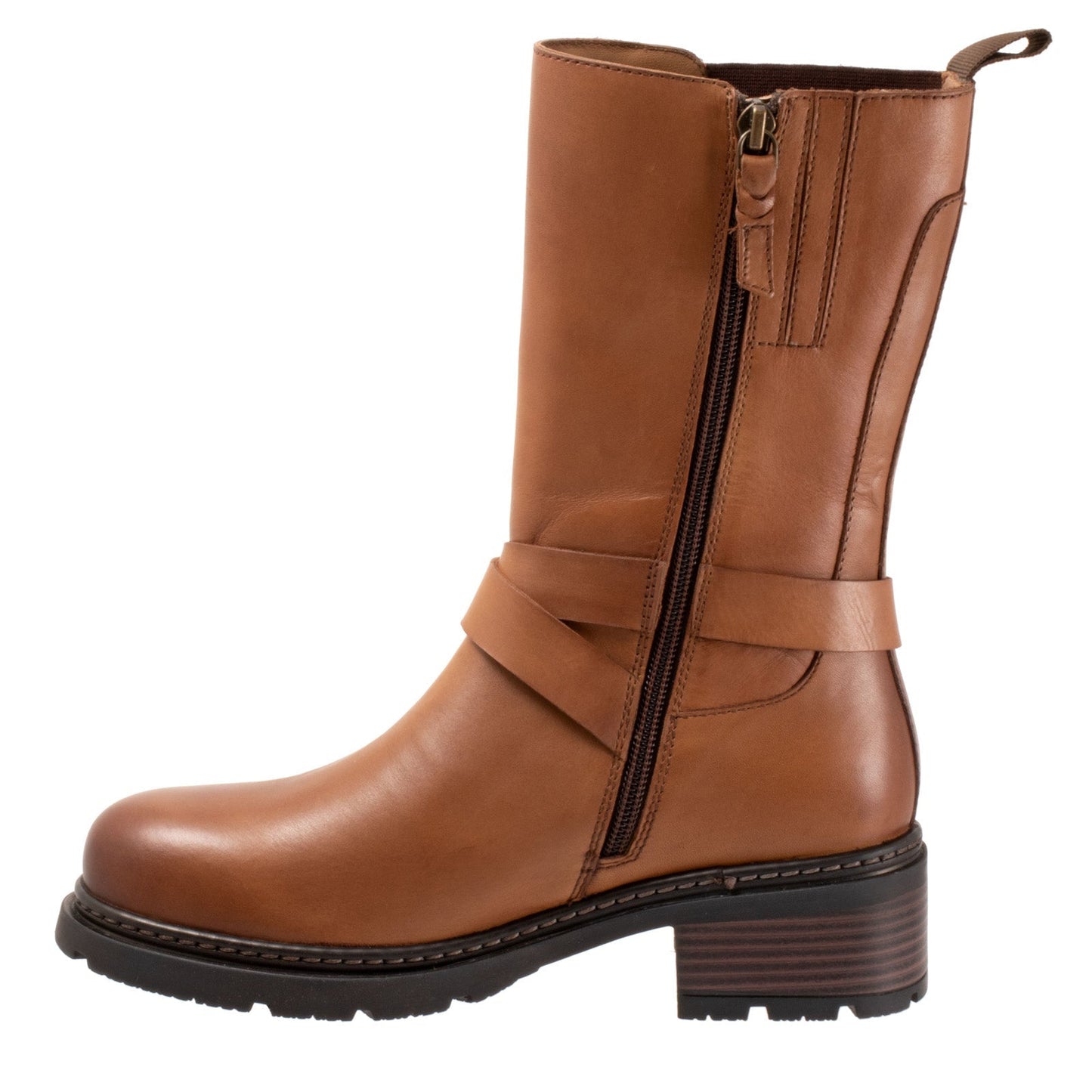 Softwalk Roselle S2255-215 Womens Brown Leather Zipper Ankle & Booties Boots