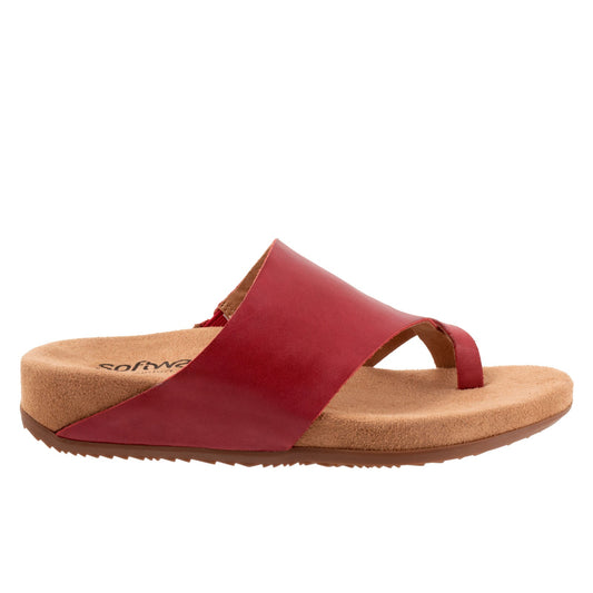Softwalk Blaine S2305-601 Womens Red Leather Slip On Slides Sandals Shoes