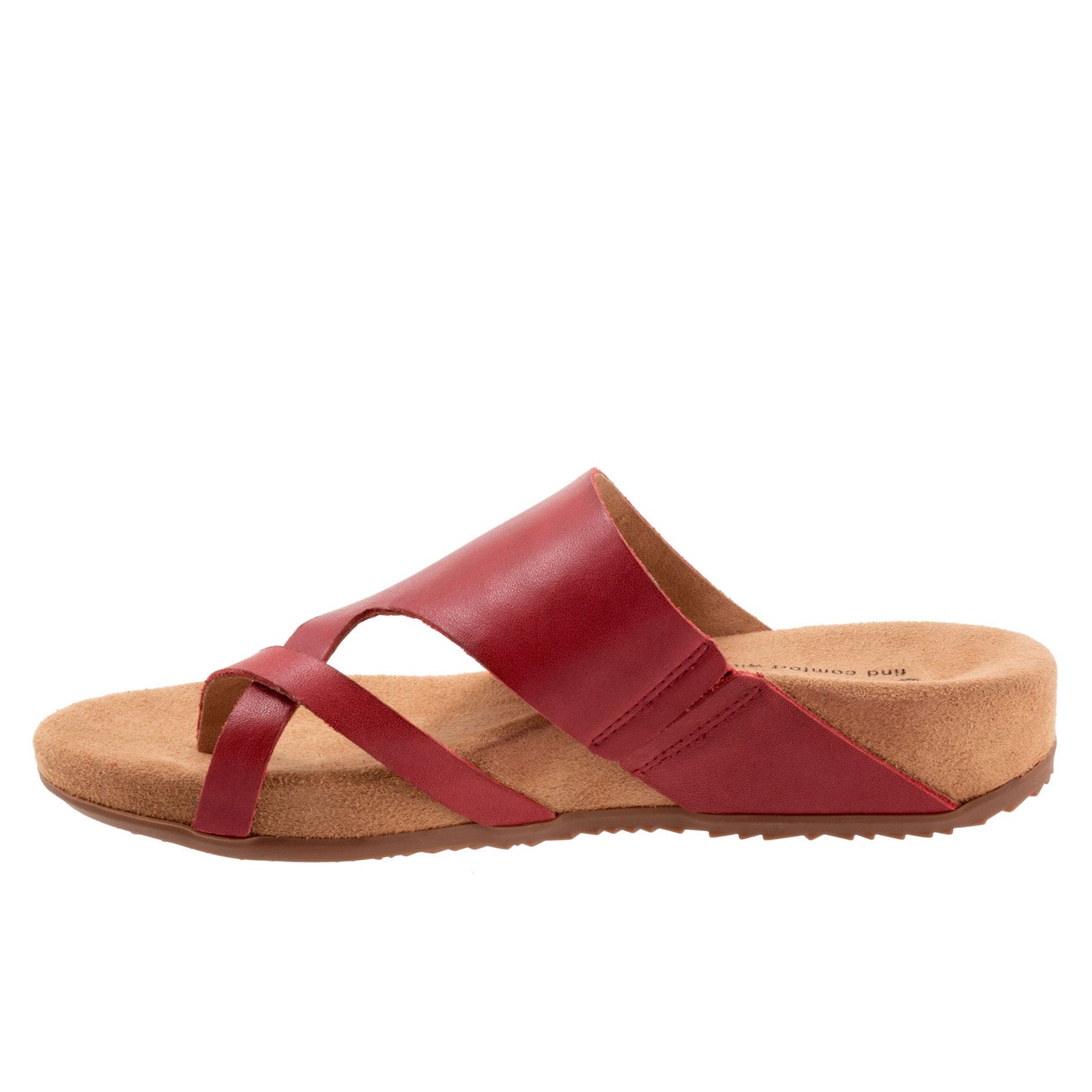Softwalk Blaine S2305-601 Womens Red Leather Slip On Slides Sandals Shoes