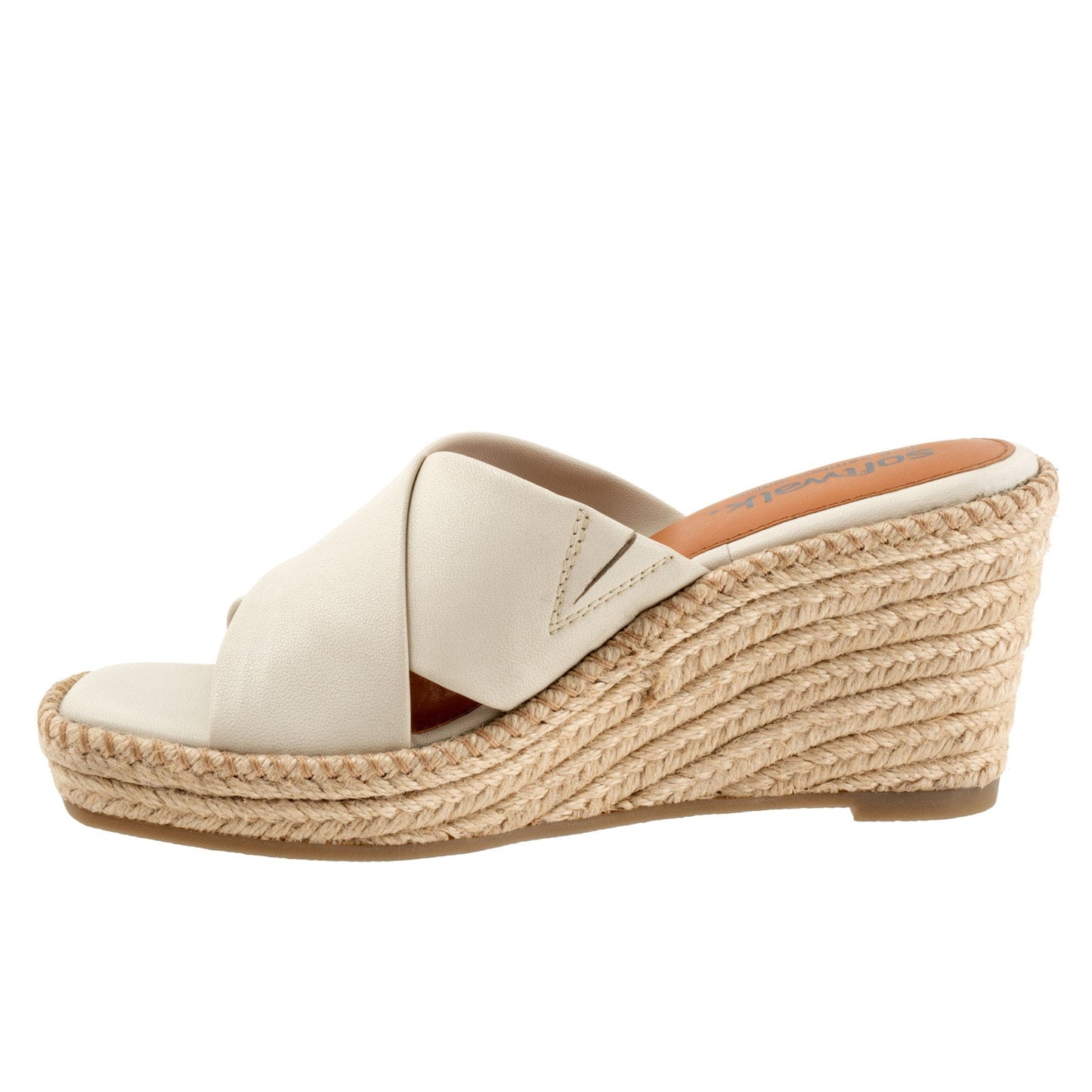Softwalk Hastings S2324-131 Womens Beige Narrow Leather Wedges Sandals Shoes