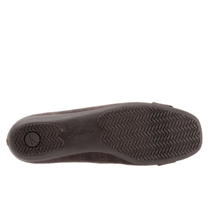 Trotters Sizzle T1251-200 Womens Brown Narrow Leather Ballet Flats Shoes