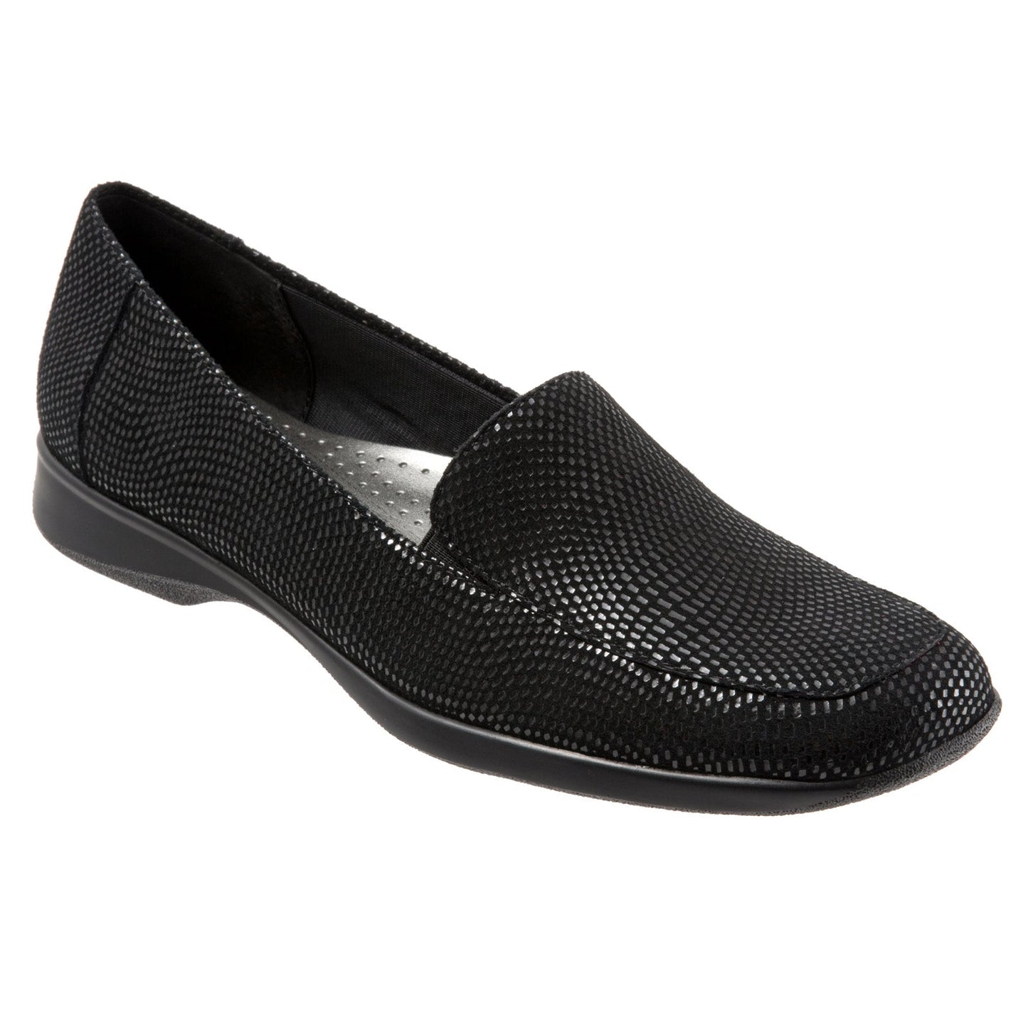 Trotters Jenn Mini T1365-004 Womens Black Leather Slip On Loafer Flats Shoes