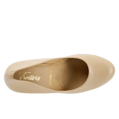 Trotters Gigi T1505-185 Womens Beige Narrow Leather Pumps Heels Shoes