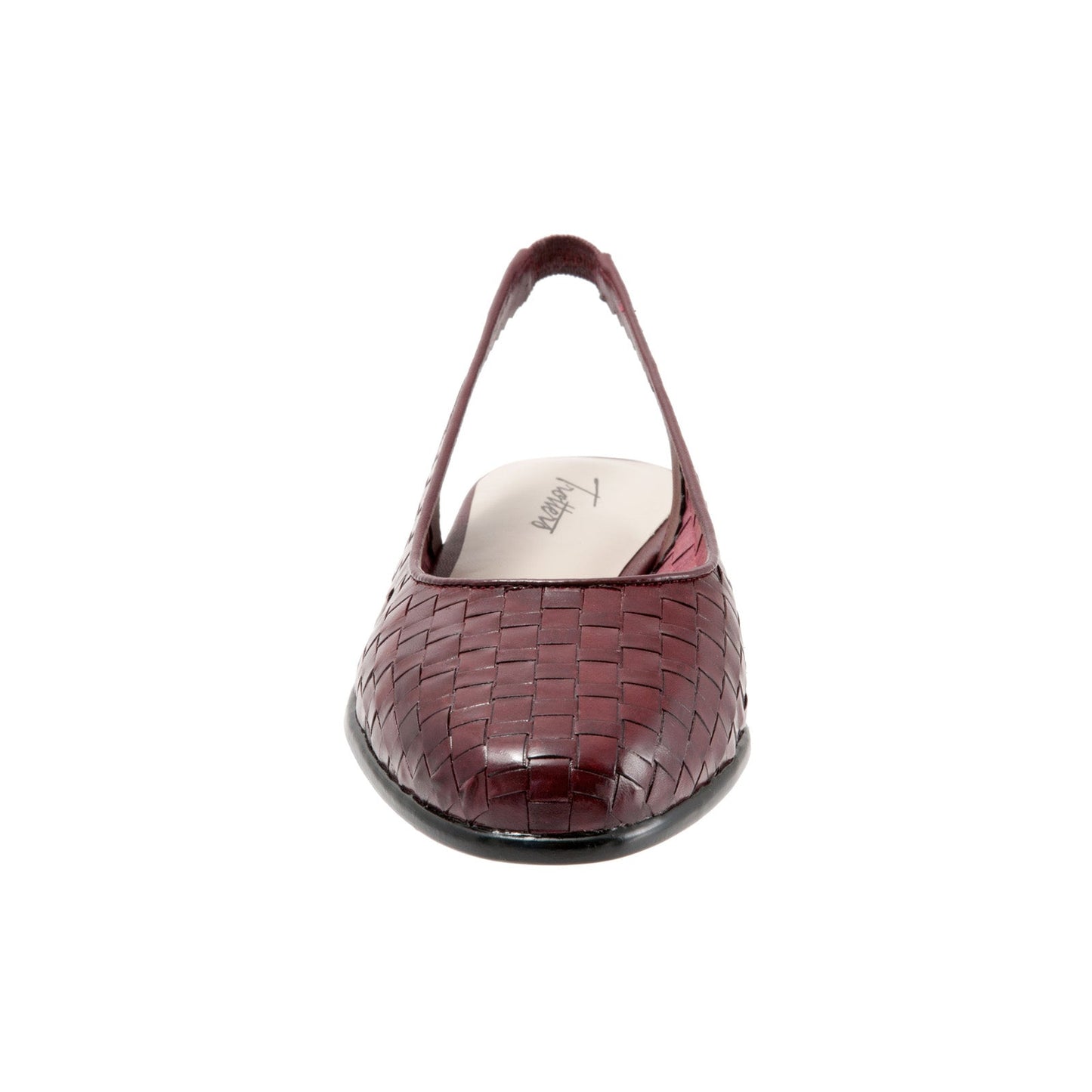 Trotters Lucy T1711-755 Womens Burgundy Wide Leather Slingback Flats Shoes