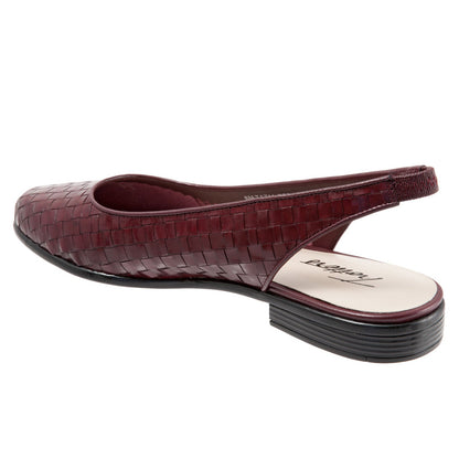 Trotters Lucy T1711-755 Womens Burgundy Extra Wide Slingback Flats Shoes
