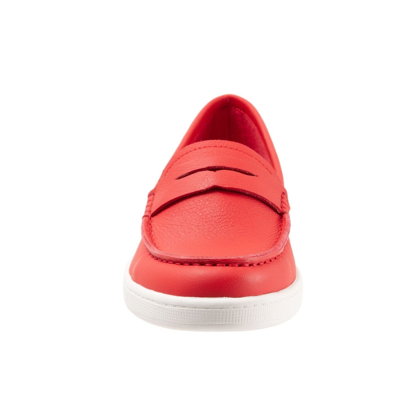 Trotters Dina T2000-600 Womens Red Wide Leather Slip On Loafer Flats Shoes