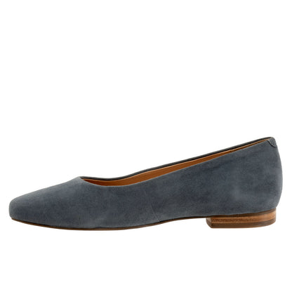 Trotters Honor T2057-471 Womens Gray Wide Suede Slip On Ballet Flats Shoes