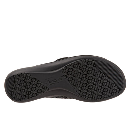 Trotters Ruthie T2113-001 Womens Black Synthetic Strap Slides Sandals Shoes