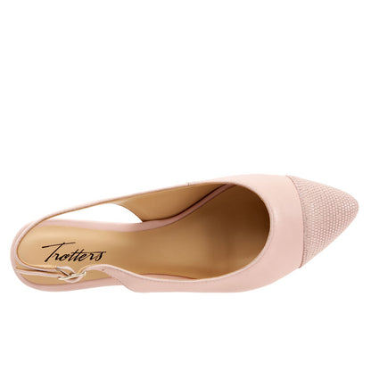 Trotters Halsey T2123-727 Womens Pink Leather Slingback Flats Shoes