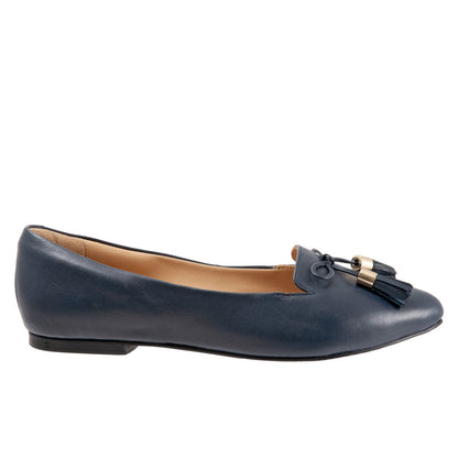 Trotters Hope T2162-400 Womens Blue Leather Slip On Loafer Flats Shoes
