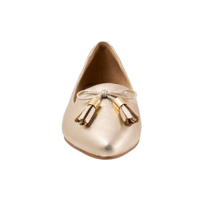 Trotters Hope T2162-719 Womens Gold Leather Slip On Loafer Flats Shoes