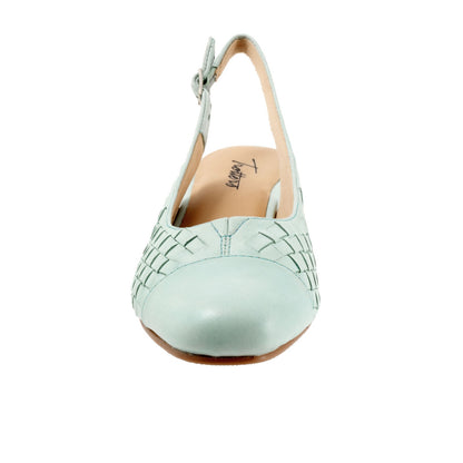 Trotters Dea Woven T2168-326 Womens Green Leather Slingback Heels Shoes