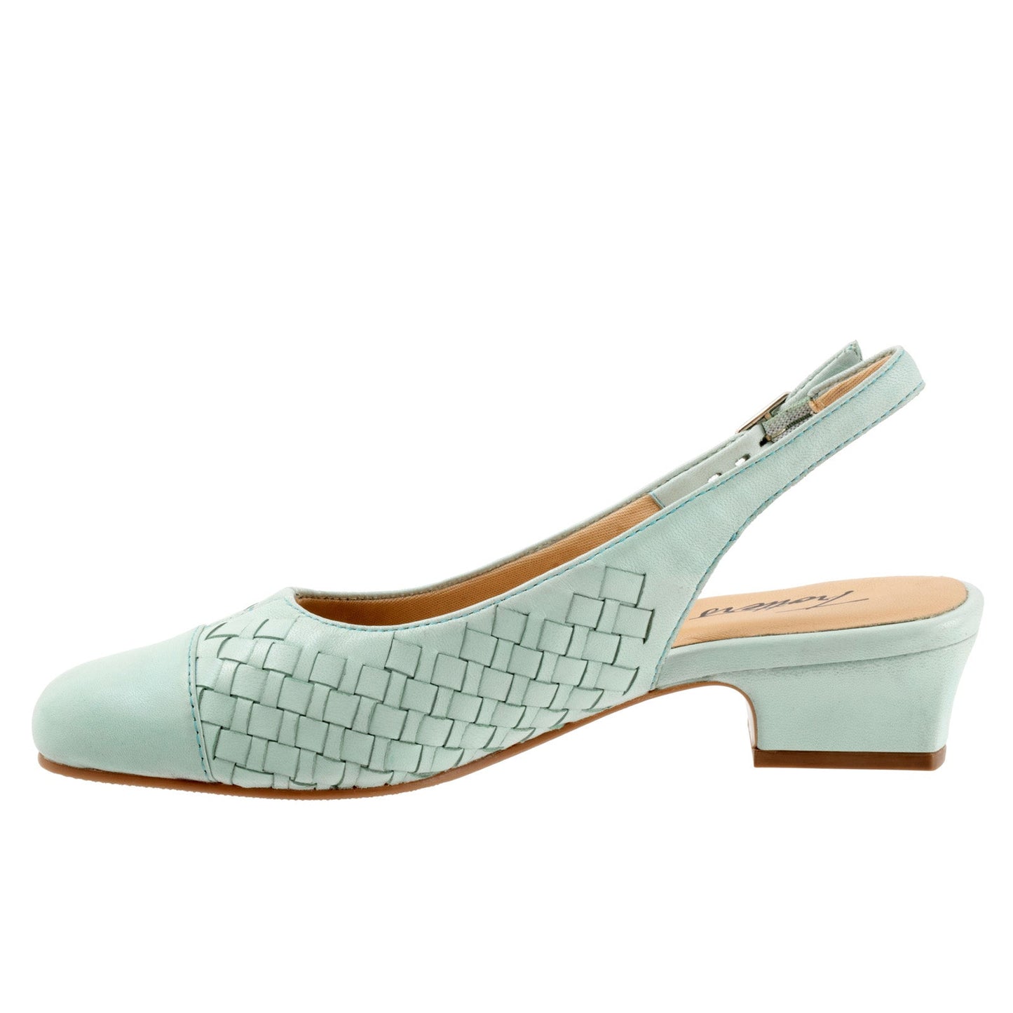 Trotters Dea Woven T2168-326 Womens Green Leather Slingback Heels Shoes