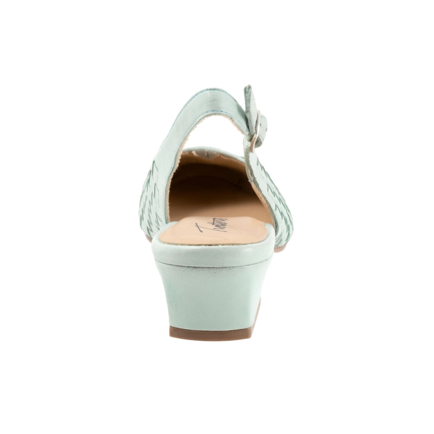 Trotters Dea Woven T2168-326 Womens Green Leather Slingback Heels Shoes