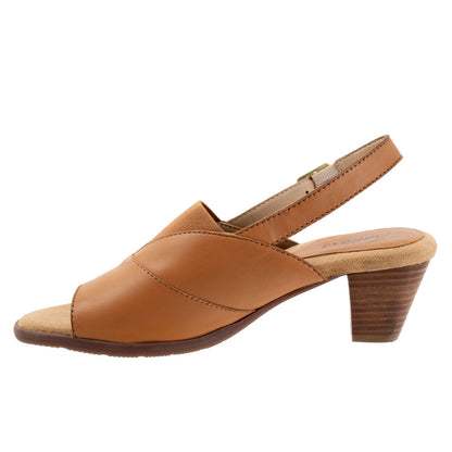 Trotters Mavis T2206-215 Womens Brown Leather Heeled Sandals Shoes