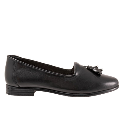 Trotters Liz Tassel T2224-054 Womens Black Leather Loafer Flats Shoes