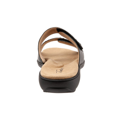 Trotters Ruthie Woven T2234-001 Womens Black Leather Slides Sandals Shoes