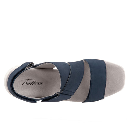 Trotters Tatia T2237-414 Womens Blue Nubuck Strap Sport Sandals Shoes