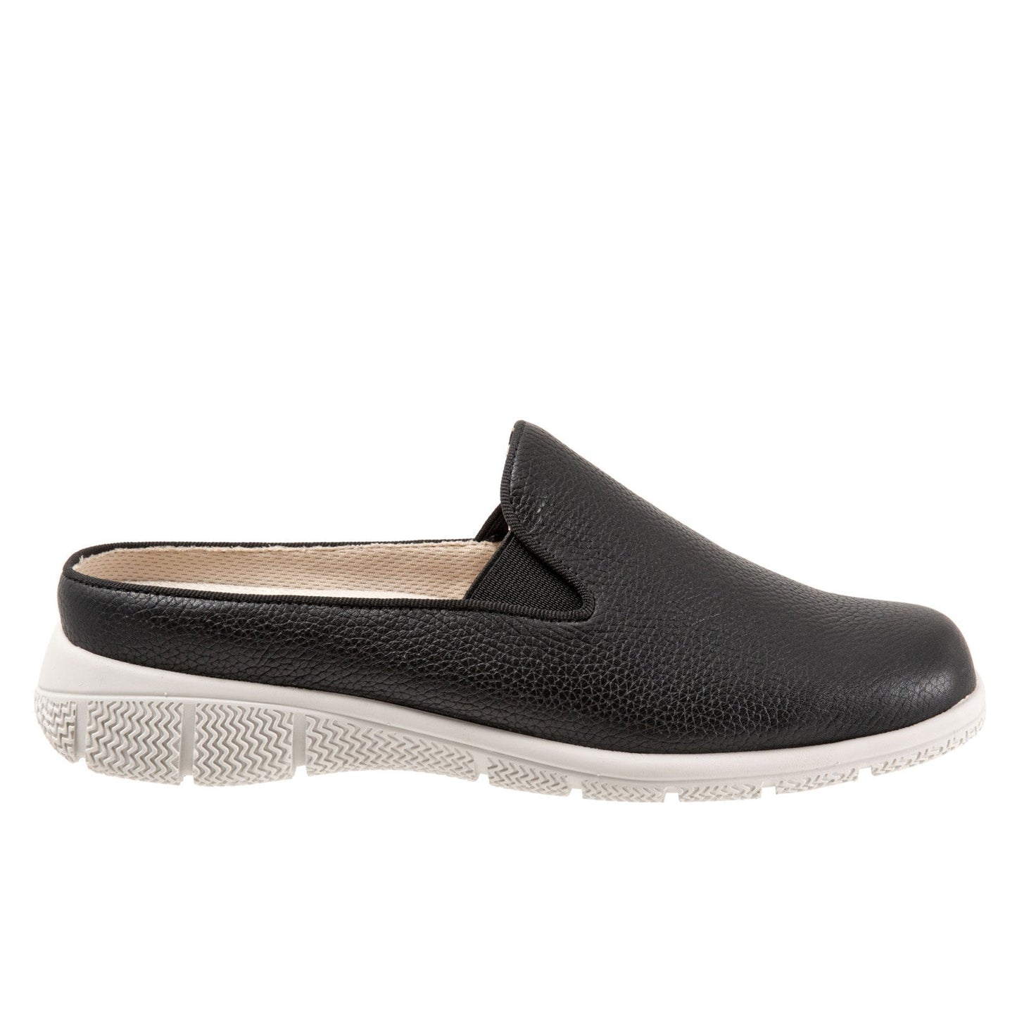 Trotters Uma T2238-001 Womens Black Narrow Leather Slip On Mule Flats Shoes