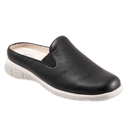 Trotters Uma T2238-001 Womens Black Narrow Leather Slip On Mule Flats Shoes