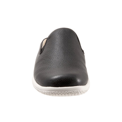 Trotters Uma T2238-001 Womens Black Narrow Leather Slip On Mule Flats Shoes