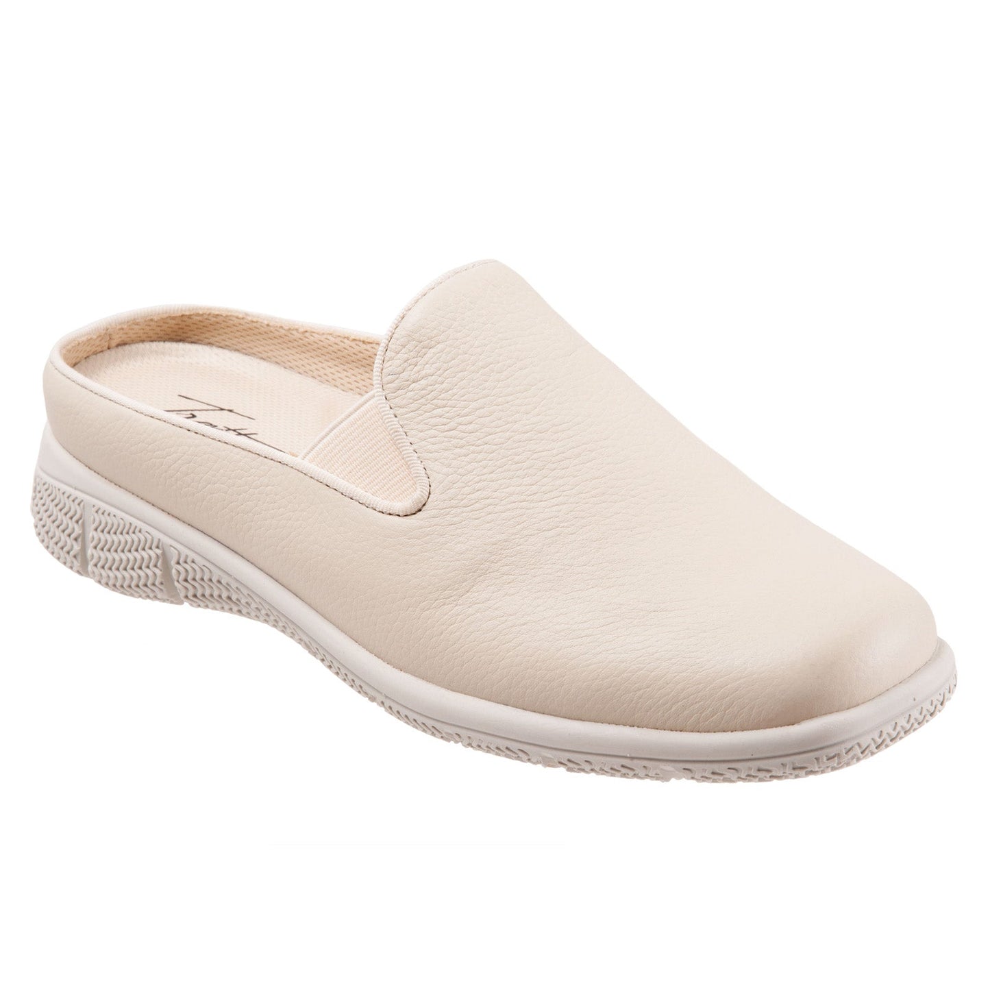 Trotters Uma T2238-126 Womens Beige Wide Leather Slip On Mule Flats Shoes