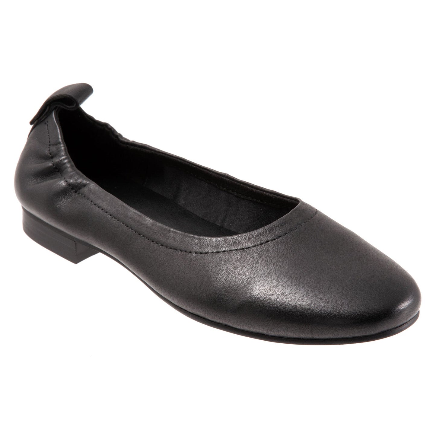 Trotters Gia T2252-001 Womens Black Leather Slip On Ballet Flats Shoes