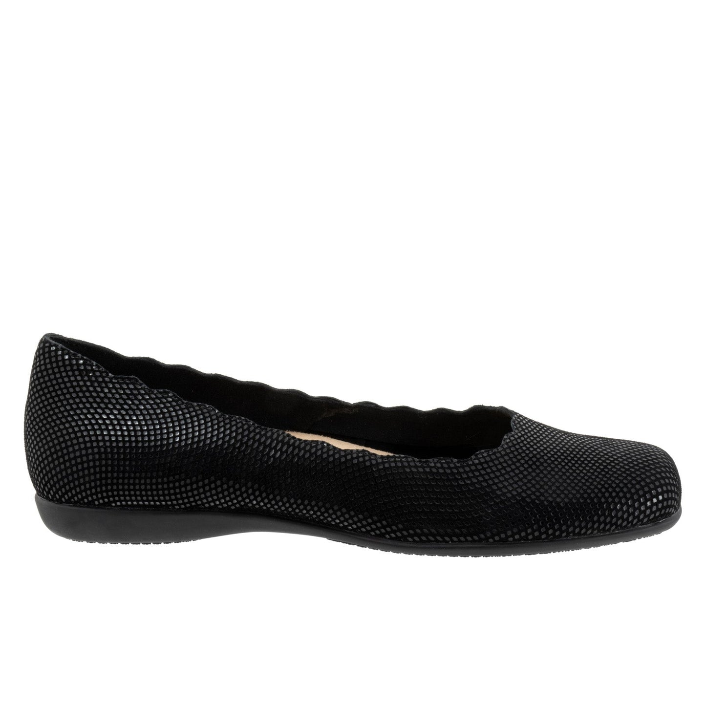 Trotters Sabine T2255-004 Womens Black Leather Slip On Ballet Flats Shoes