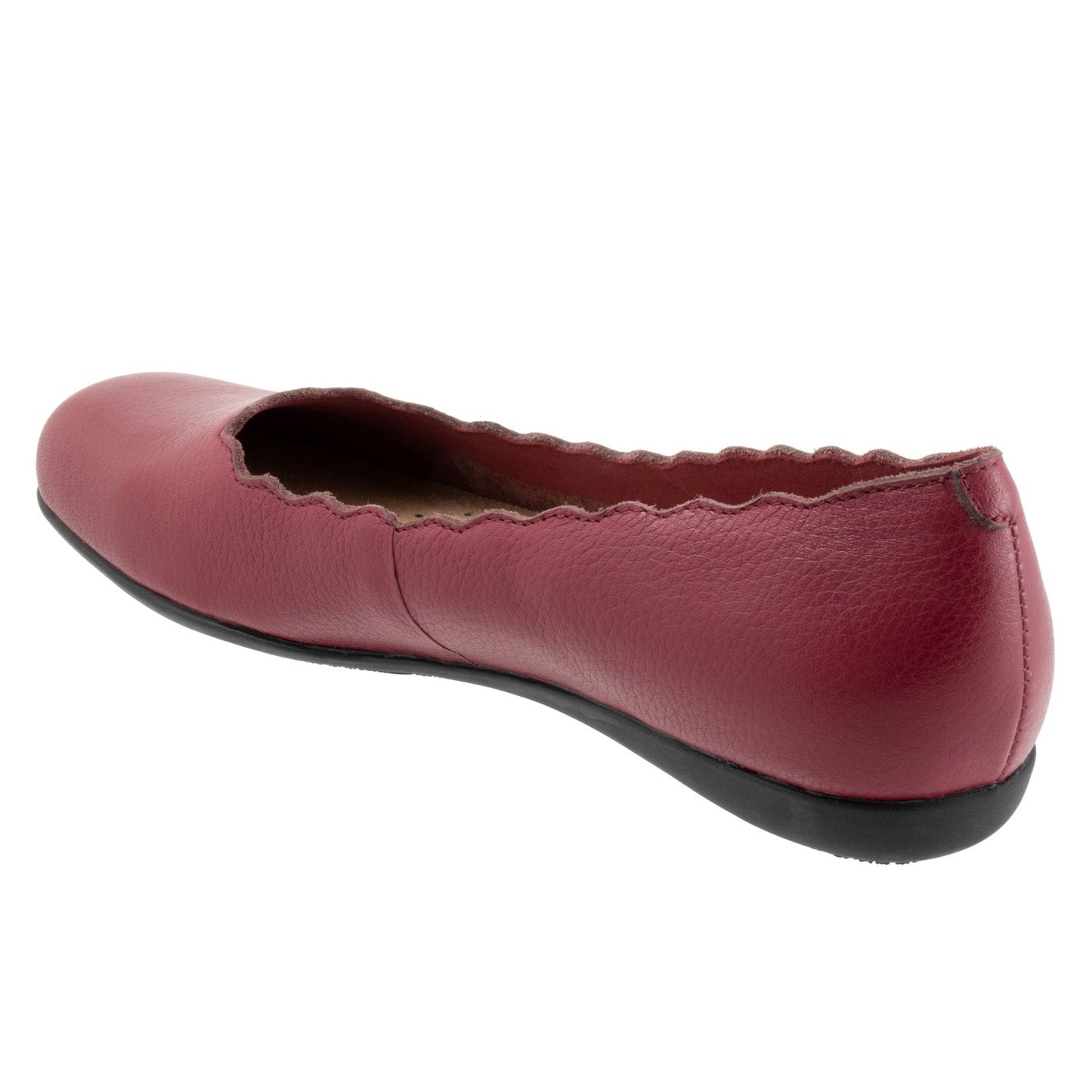 Trotters Sabine T2255-642 Womens Red Leather Slip On Ballet Flats Shoes