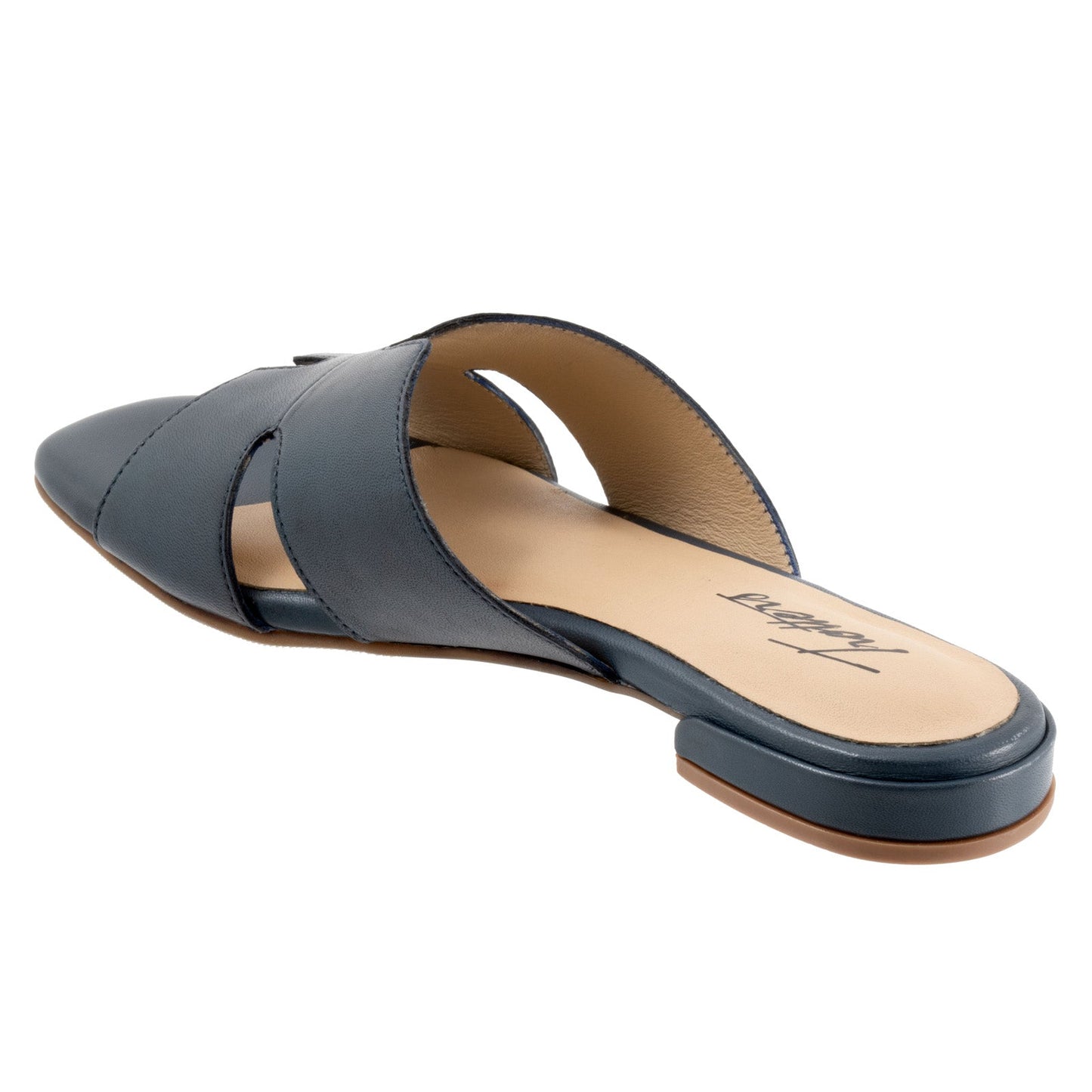 Trotters Nell T2316-400 Womens Blue Leather Slip On Slides Sandals Shoes