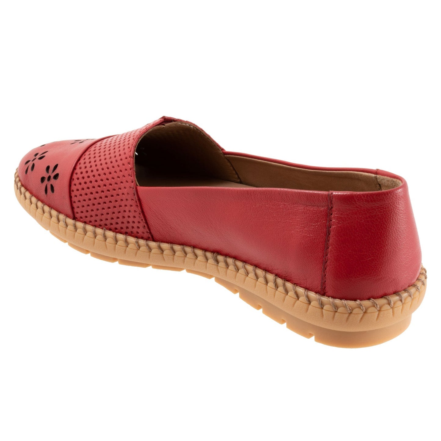 Trotters Ruby Perf T2320-600 Womens Red Leather Slip On Loafer Flats Shoes