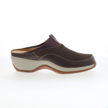 Softwalk Aberdeen S2100-200 Womens Brown Leather Slip On Clog Flats Shoes