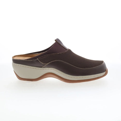 Softwalk Aberdeen S2100-200 Womens Brown Leather Slip On Clog Flats Shoes