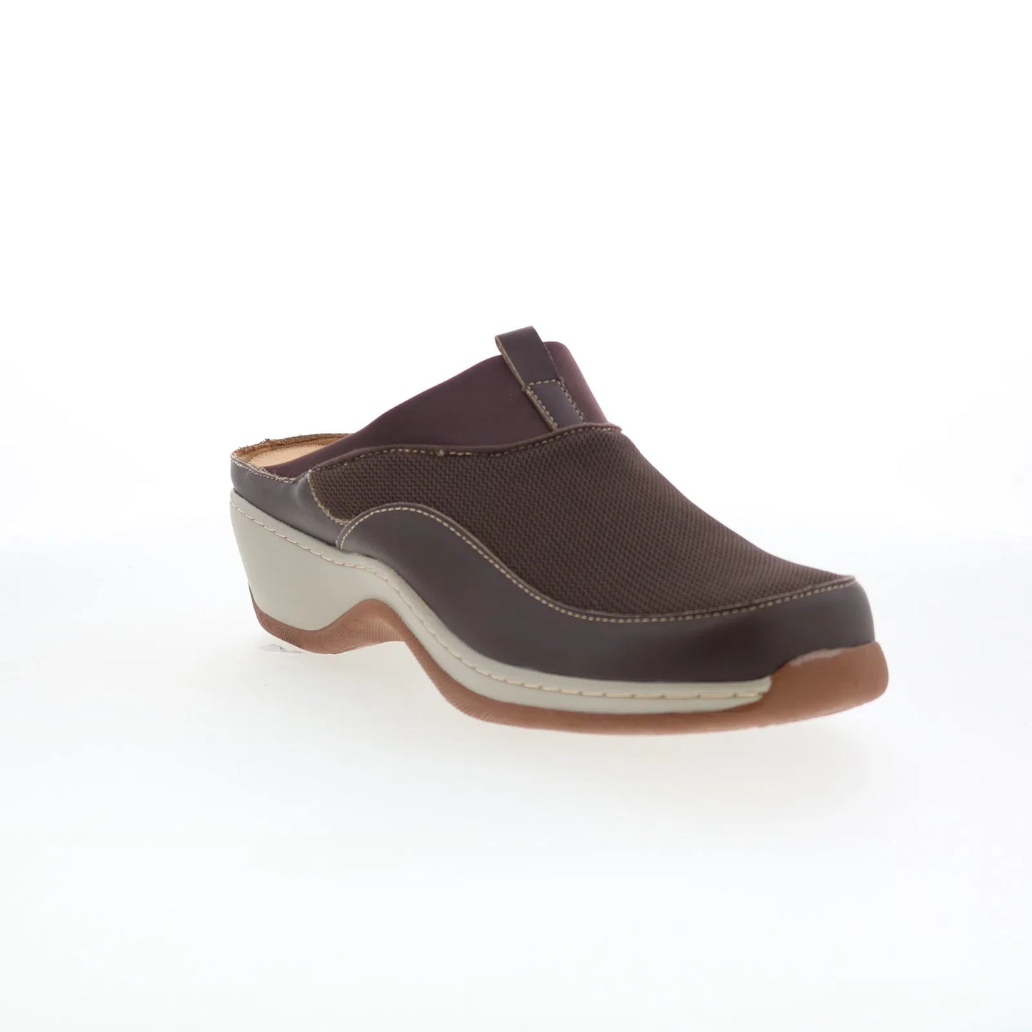 Softwalk Aberdeen S2100-200 Womens Brown Leather Slip On Clog Flats Shoes
